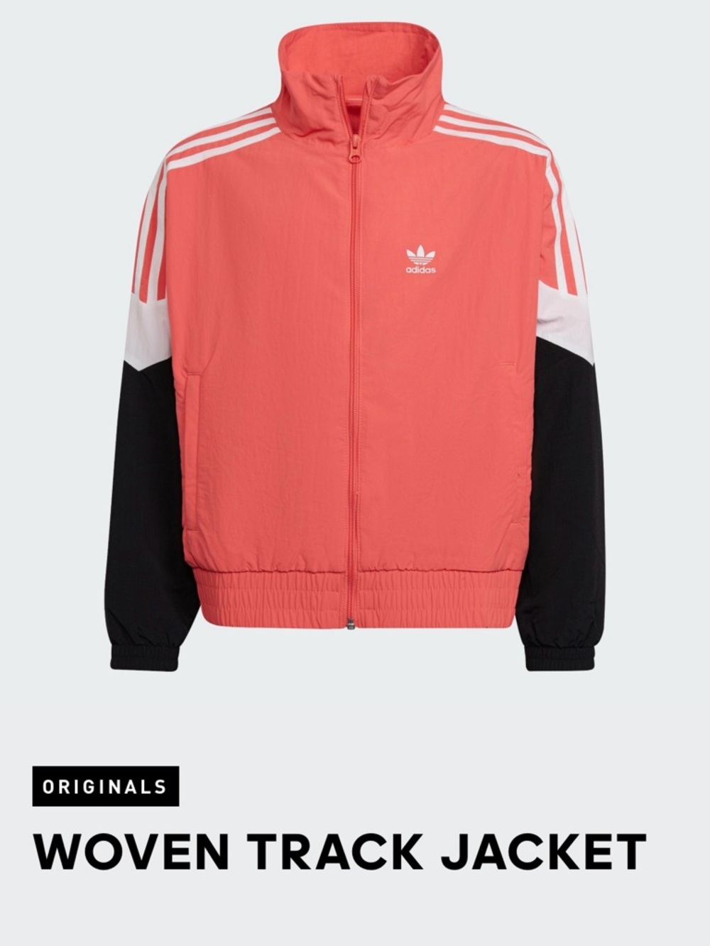 Adidas Coral, White & Black Woven Track Jacket,  YOUTH SIZE - US M